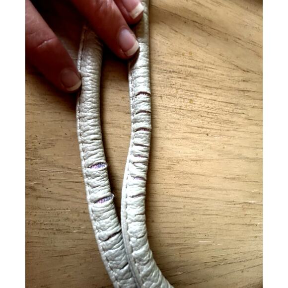 Y2K Pearl SILVER LEATHER TIGNANELLO SHOULDER PURSE HANDBAG Tassels Retro Hobo - Picture 8 of 16